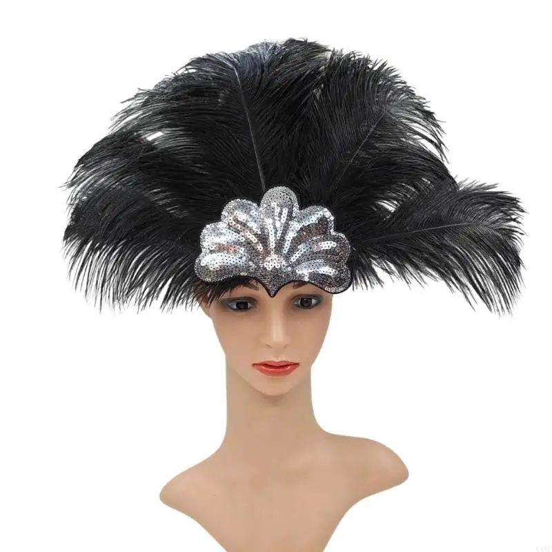

X4YC Halloween Theme Feathered Headpiece for Carnivals and Music Festival Dressingup