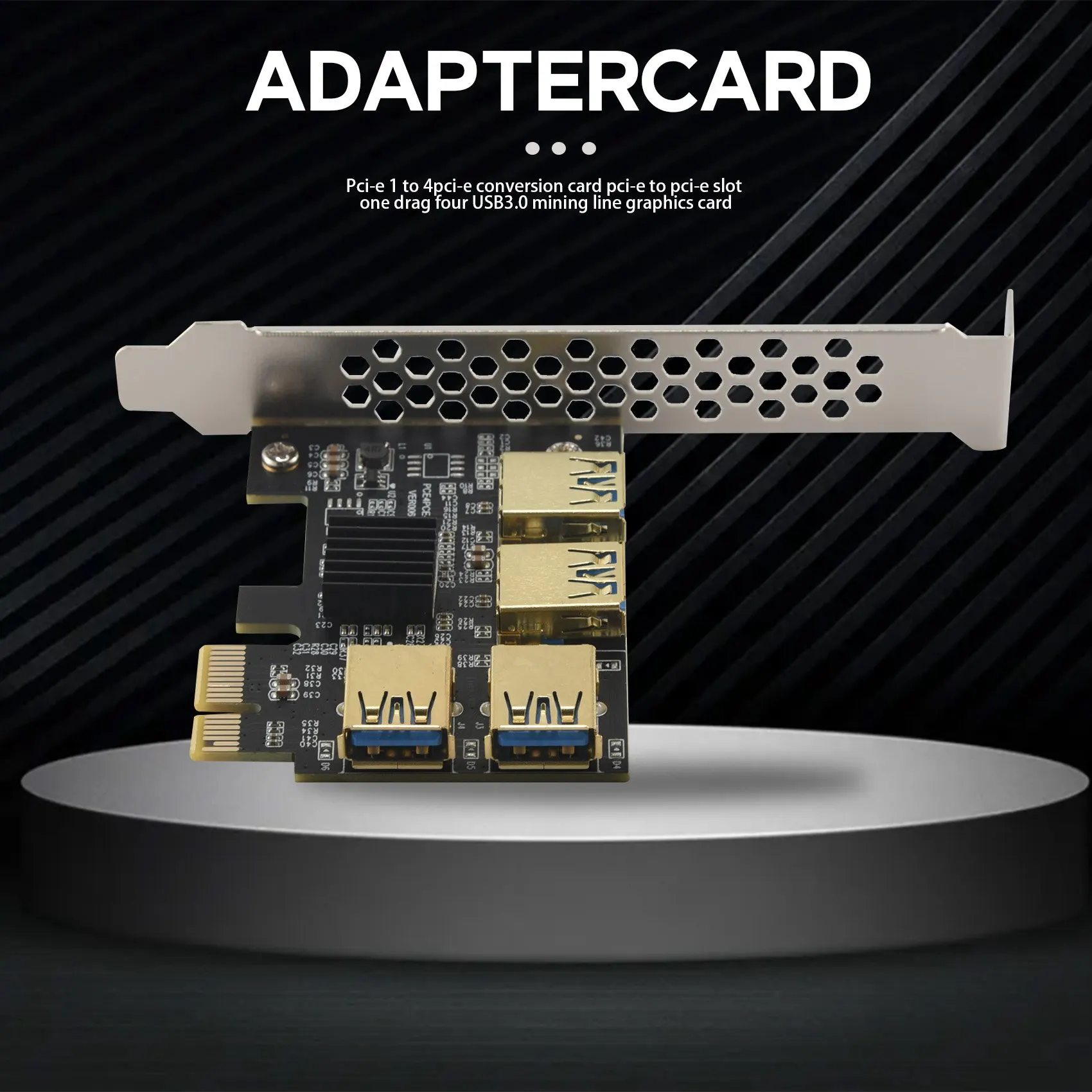 QWE-New 4 Ports Pcie Riser Adapter Board PCI-E 1X To 4 USB 3.0 PCI-E Rabbet GPU Riser Extender Ethereum ETH/Monero XMR/Zcash ZEC