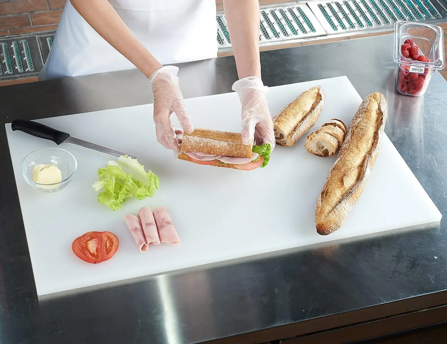 Cutting Boards for Kitchen,White Color Coded Plastic Commercial Chopping Board with Anti Slip Surface Dishwasher Safe