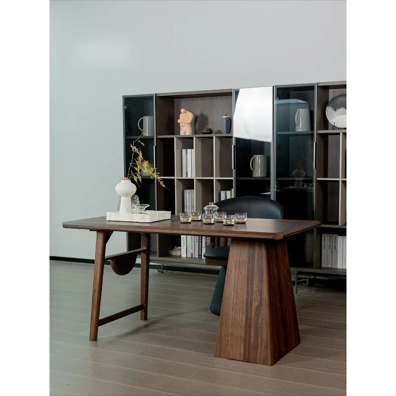 

Medieval solid wood tea table light luxury high-grade black walnut tea table household tea table desk