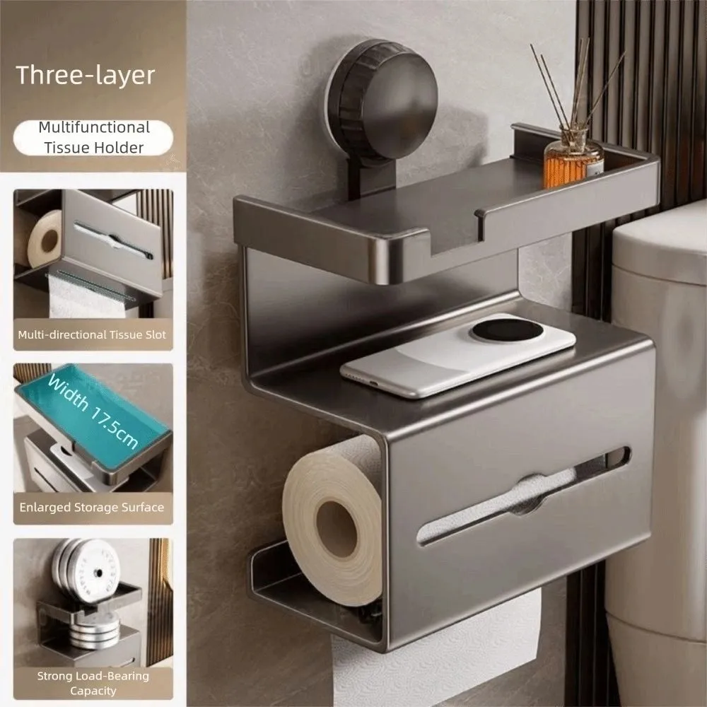 

Настенный держатель для туалетной бумаги, прочный, несущий, со стойкой для хранения, диспенсер для салфеток для ванной комнаты, нержавеющий, 3 слоя