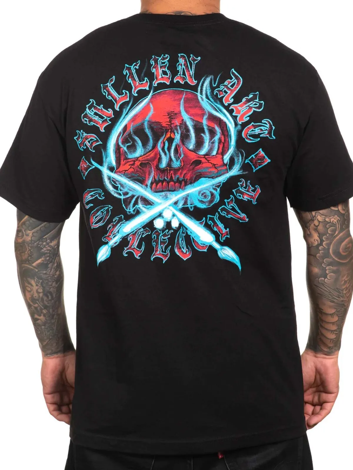 Sullen Men's Ghost Badge Short Sleeve Standard T-shirt Tattoo Style Skull Tee