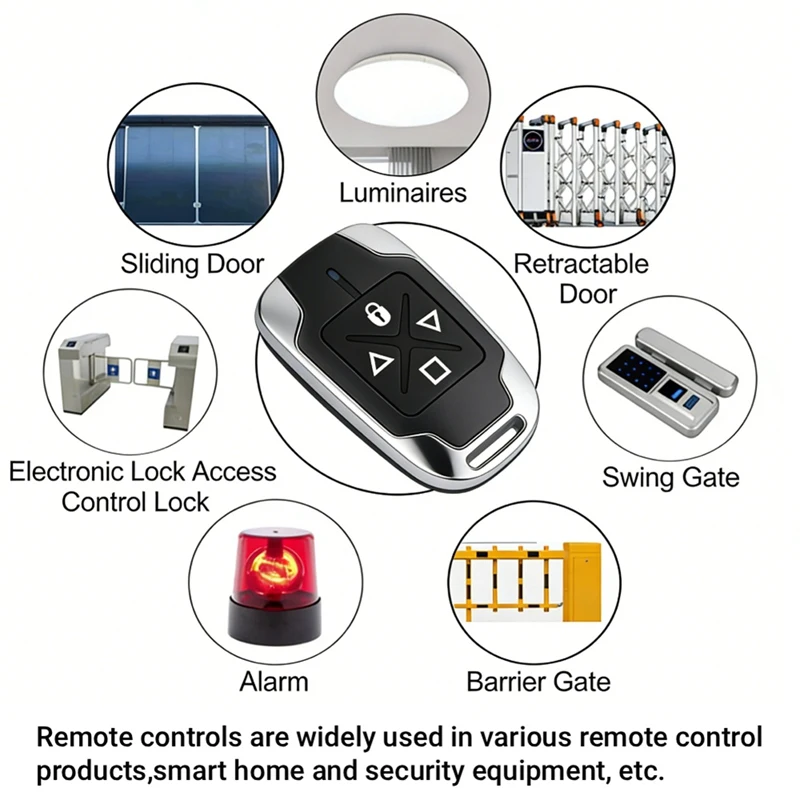 DT23 433MHz RF Remote Control 4 Key Garage Door Opener Duplicator Clone Cloning Code Transmitter Black
