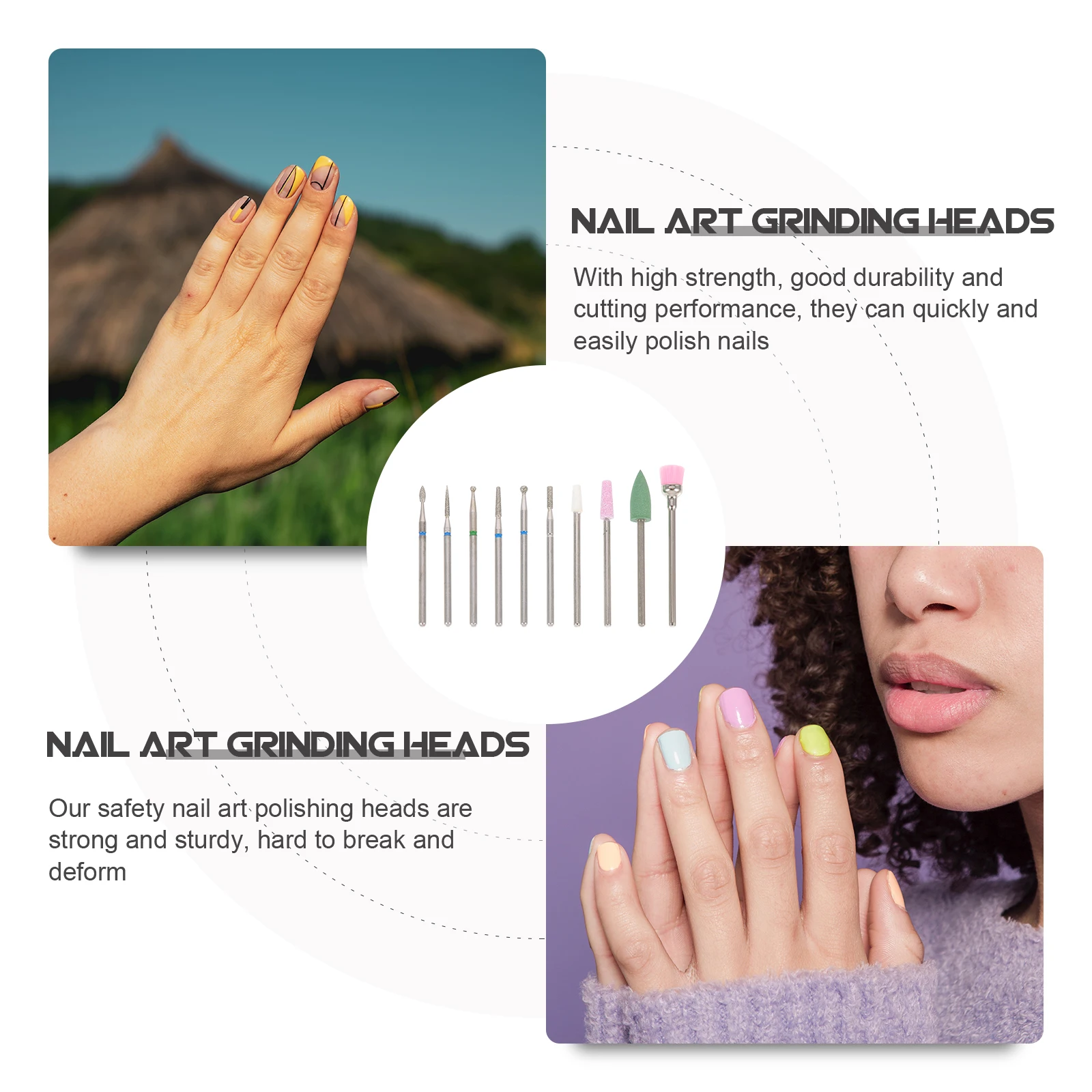 

10pcs Sanding Drill Bits Grinding Heads Manicure Polishing Tools Portable Drill Bits For Nail Art Polishing Heads Manicure