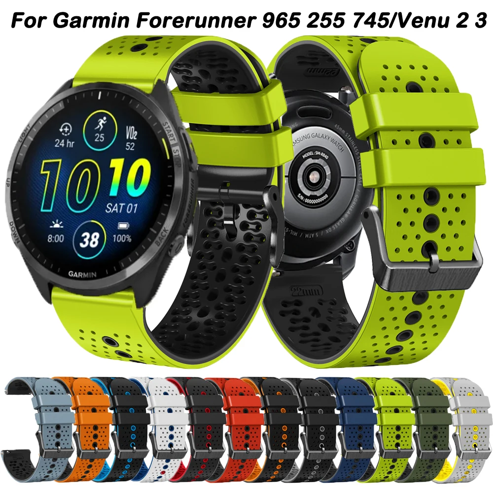 Силиконовый ремешок 22 мм для Garmin Forerunner 965 745 255 музыкальный спортивный браслет-часы шнур 3 2/Vivoactive 4 сменный Браслет-ремень