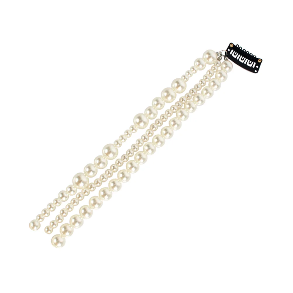 

Beaded Strand Tassel Barrettes Elegant Pearl Chain Hair Clips Hair Accessories Ponytail Decor pearl tassel hair clip