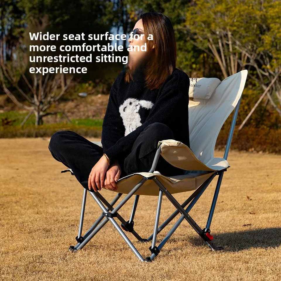 Mountainhiker Folding Recliner with 600D Oxford Fabric Thickened Padding Adjustable Backrest – Portable Outdoor Camping Chair