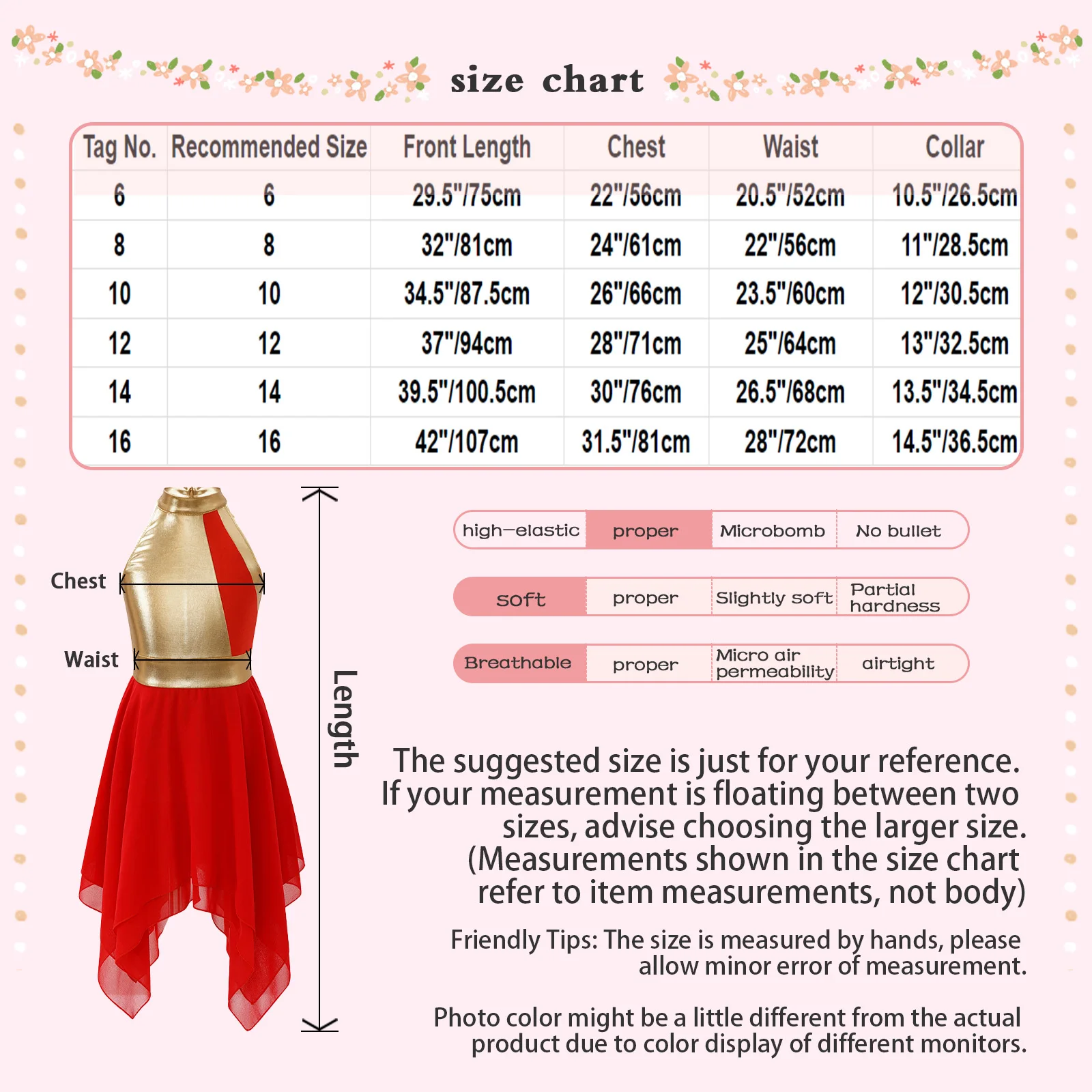 Kids Girls Liturgical Praise Dance Dress Metal Color Block Sleeveless Zipper Tulle Dancewear Costume for Choir Spirit Worship