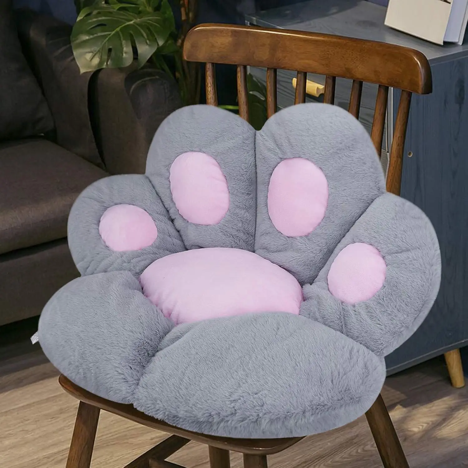 Reversible Armchair Seat Cushion Soft Cozy Bear Paw Shaped Chair Cushion Plush Comfort Seat Pad Warm Floor Sofa for Living Room