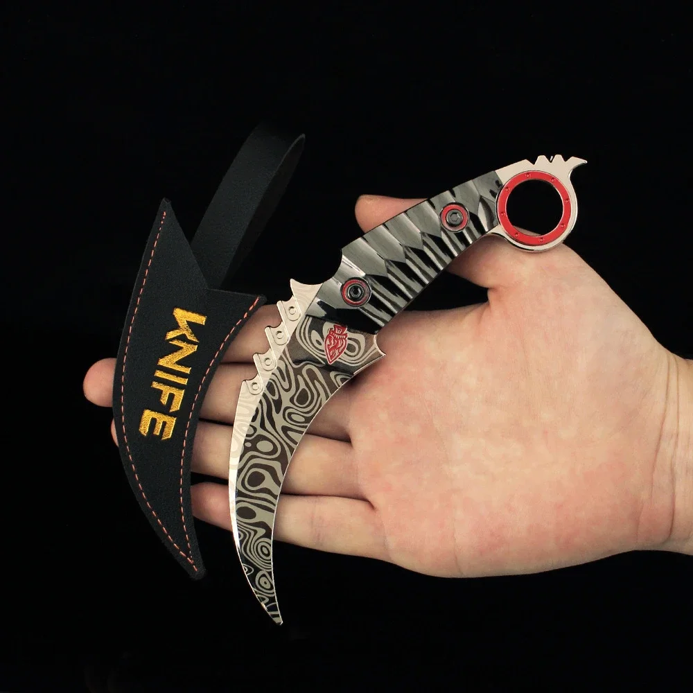 Karambit 금속 무기 모델 게임, 18cm 아레나 브레이크 아웃 무기, 2 분기 달, 카타나 언컷 블레이드 소드, 크리스마스 선물 장난감