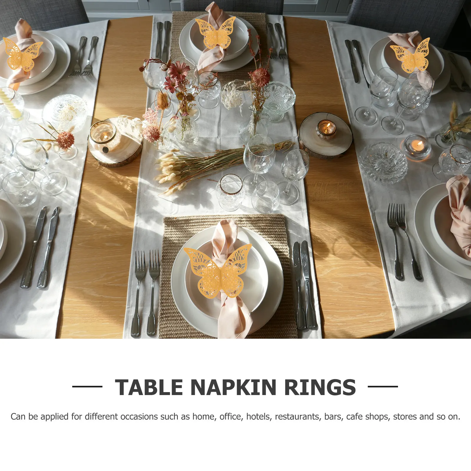 50pcs Hollow Butterfly Napkin Rings – Elegant Paper Serviette Holders for Wedding, Banquet & Party Decoration