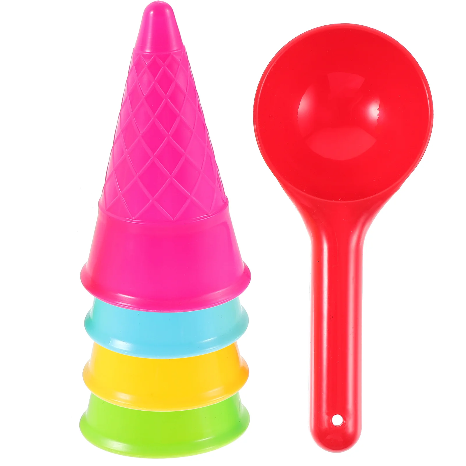 

5 Pcs Beach Toys for Kids Ages 8-12 Childern Plastic Ice Cream Cones Scoop Baby