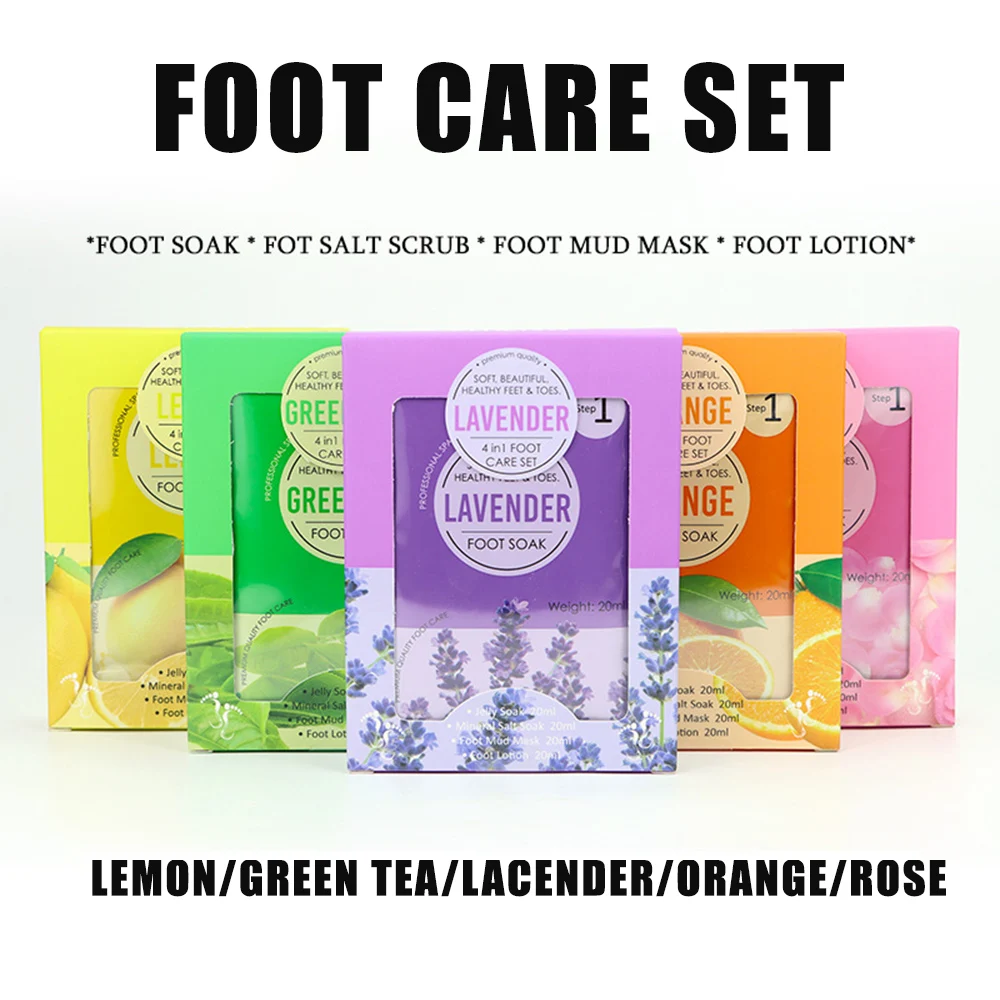 Kit de pedicura de lujo de 4 pasos para el cuidado de la piel de los pies, suero, loción corporal, tratamiento de pies, reparación de grietas en el talón