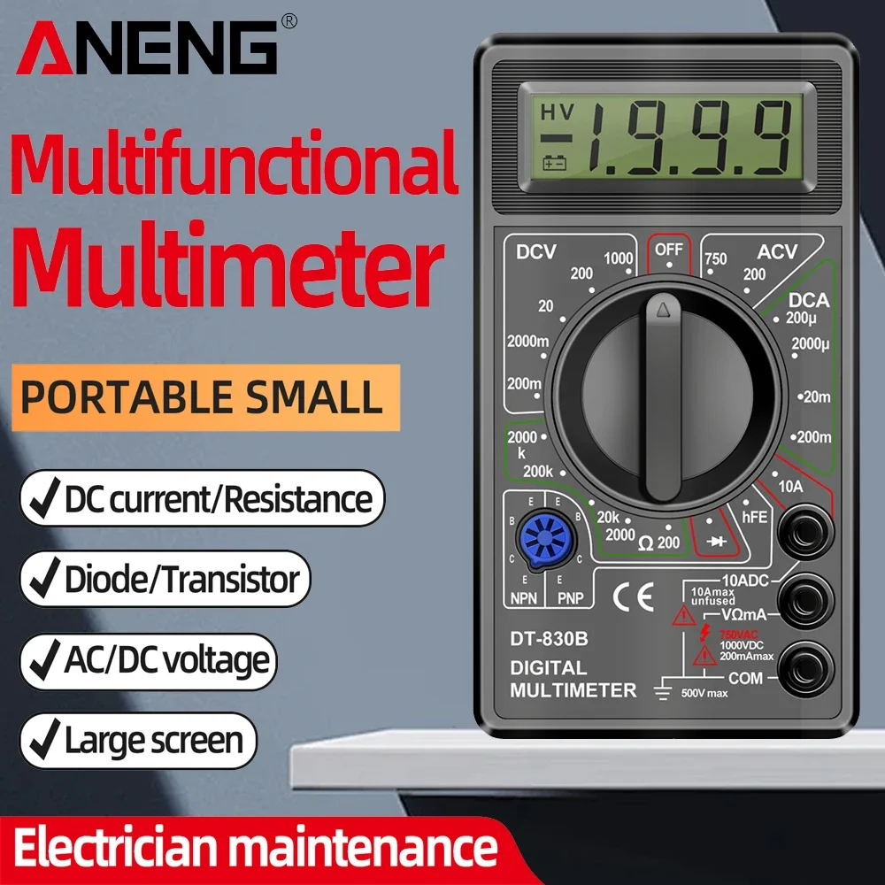 ANENG DT830B Digital Multimeter Professional 1999 Counts AC DC Voltage Current Resistance Diode Triode Tester Portable Electrici