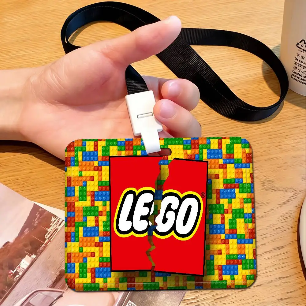 Cool L-LEGOs Cartoon Badge Holder Lanyards Keychain Women New Cartoon Card Holders Neck Straps Student Credential For Gift - view 4