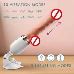 Realistic Thrusting Dildo Vibrator With Handle And Sucker Telescopic Vibrating Penis With Heating For G-spot Sex Toy For Woman