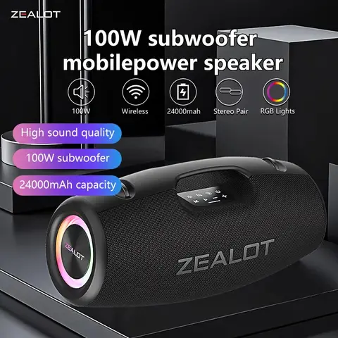 Zealot S78 100W Wireless Speakers, DSP Technology ,Dream Light, Outdoor Portable Subwoofer Speaker ,  Dual Pairing,24000mAh.