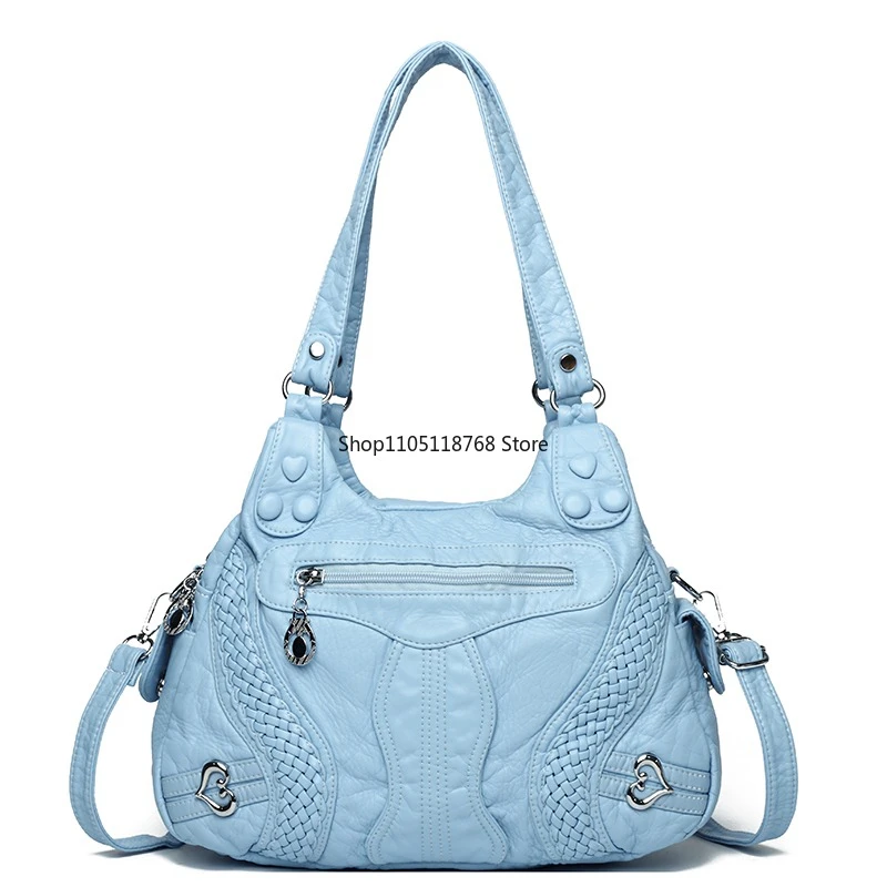 

Leather Top-Handle Bags Luxury Designer Handbag And Purse Ladies Solid Color Shoulder Crossbody Bag Travel Commuter