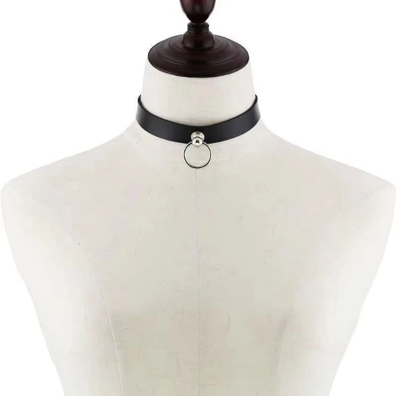 Anime Reze Cosplay Choker PU-Halskette Punk-Lederhalsband mit Zugring-Kette Unisex Party-Requisite Accessoires – Detail 1
