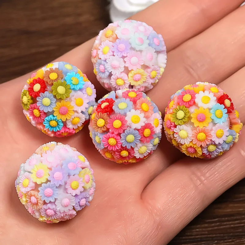 21mm Flower Ball Beads Colorful Small Flower Resin Acrylic High Quality Bead DIY Pen Earrings Bracelets Necklace Jewelry Making