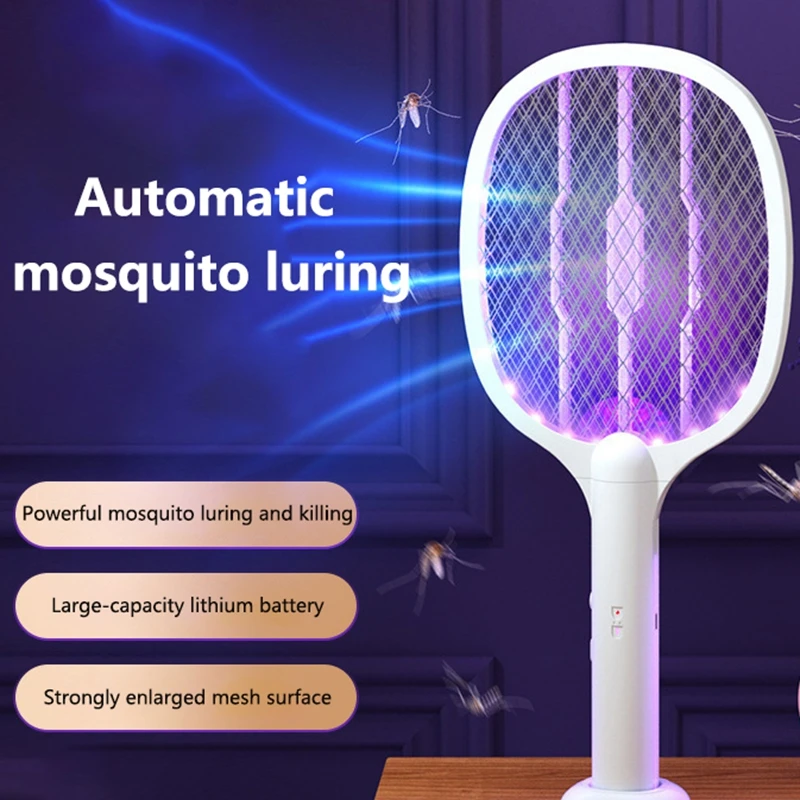 Electric Mosquito Swatter 2 in 1 Rechargeable Killer Lamp Automatic UV Mosquito Trap Powerful Insect Zapper for Home Indoor