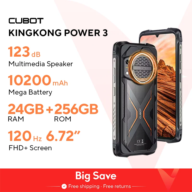 Cubot KingKong Power 3, Rugged Smartphone Android, 123dB Speaker, Helio G99,120Hz 6.72