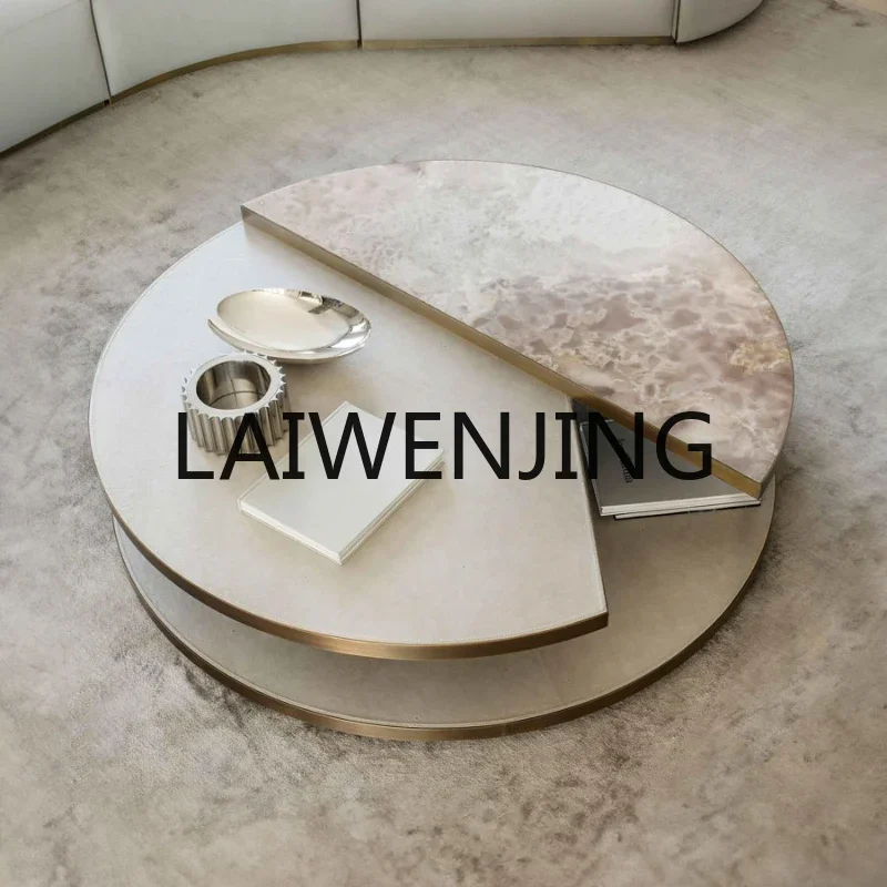 

RWJ Marble Coffee Table Living Room round Small Tea Table Designer Pier Table