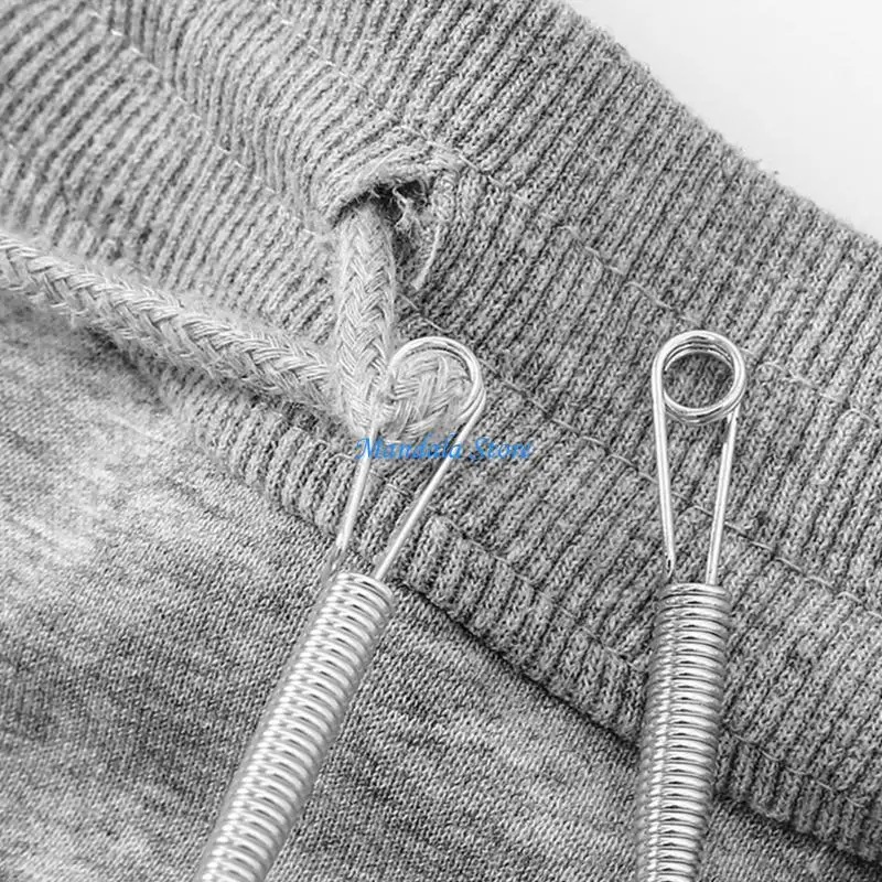U2JC 5Pcs Steel Metal Drawstring Threader Flexible Spring Action Elastic Cord Threader Easy Quick Insert Rope Threading Tool