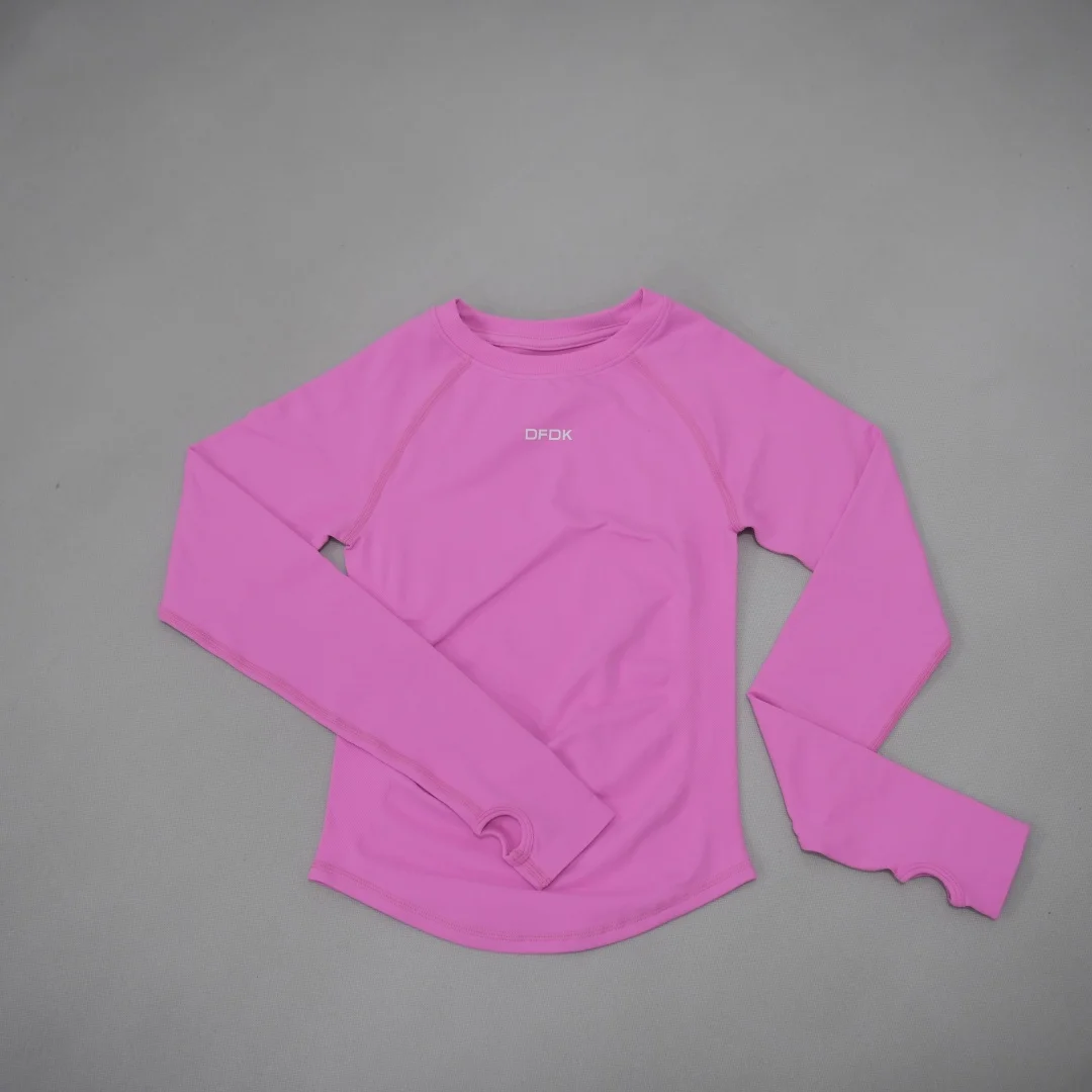 DFDK Ladies Seamless Long Sleeve Athletic Top Tummy Shaping Slim Fit Yoga Tee Elastic Quick Dry Breathable Gym Running Training image 5