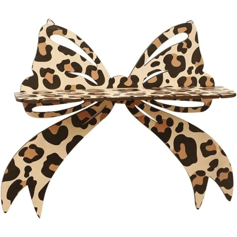 

Shelf Decor Bow Crystal Shelf Display Wooden Wall Floating Shelves Leopard Bow for Stone Essential