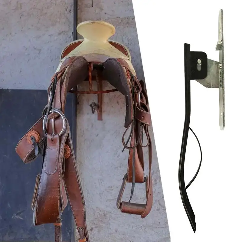 Estante de silla de montar en la pared para caballos, soporte de silla de montar portátil con tachuelas para caballos, estante de organización para sala, alforjas occidentales en inglés