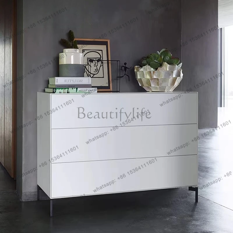 

Italian light luxury paint chest, modern simple bedroom bedside table with wall storage drawer