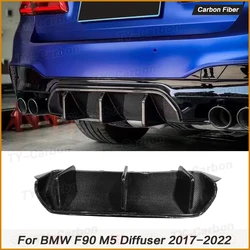 Real Carbon Fiber Rear Bumper Diffuser Lip Spoiler for BMW 5 Series F90 M5 2017 - 2022 Car Rear Diffuser Lip Splitter FRP