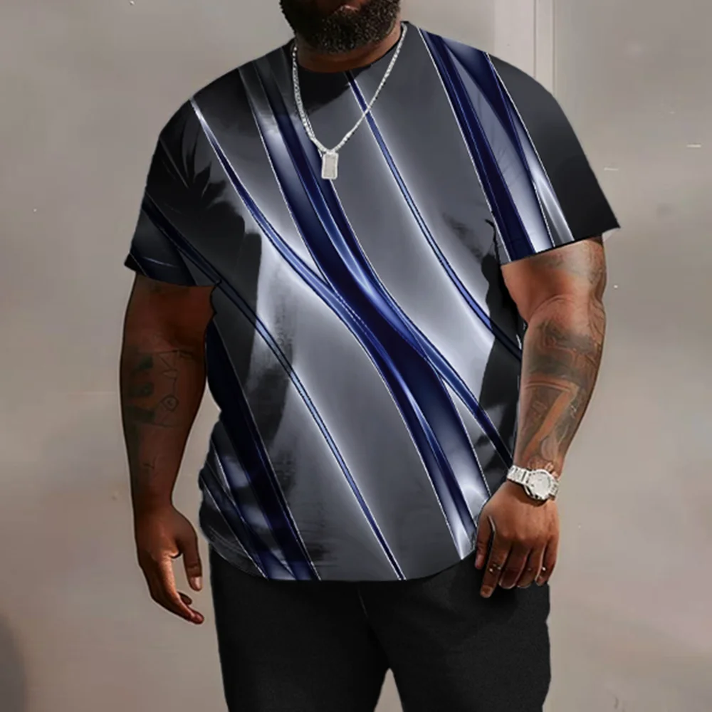 طقم S-9xl مقاس كبير للرجال بأكمام قصيرة: حافة مزخرفة - قطعتين مقاس كبير وطويل، قماش ناعم، نسيج متعرج أنيق