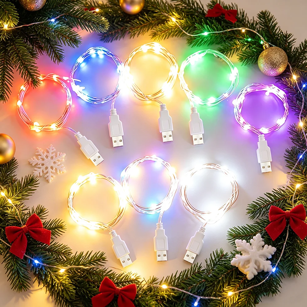 6PCS 10/20/30 LEDs String Lights USB Fairy String Lights Christmas Firefly Lights Decorative Lights for Home Christmas Festival