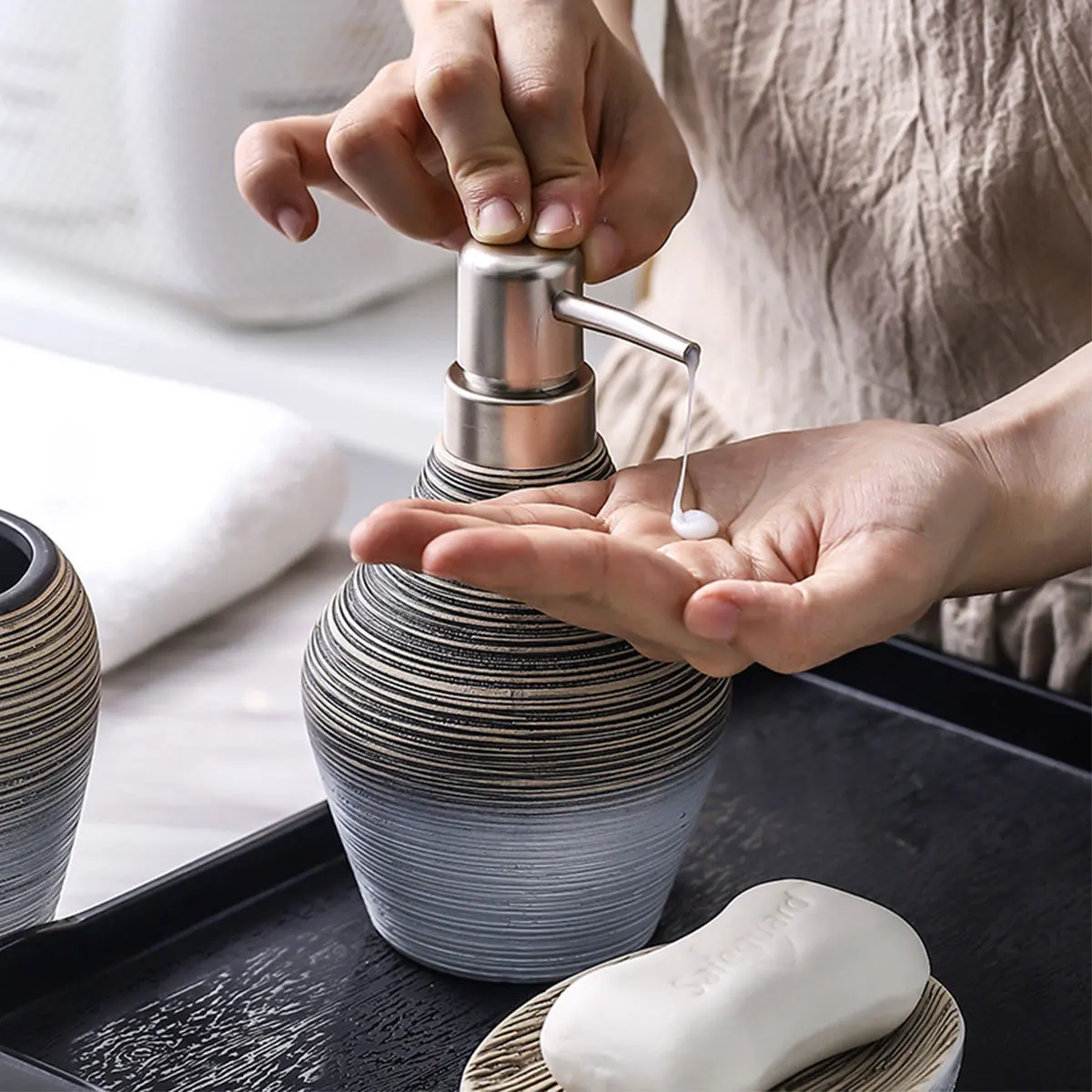 

5Pcs Ceramic Bathroom Toothbrush Cups Gargle Holders Soap Containers Home Travel Home Gargle Cup Soap Holder