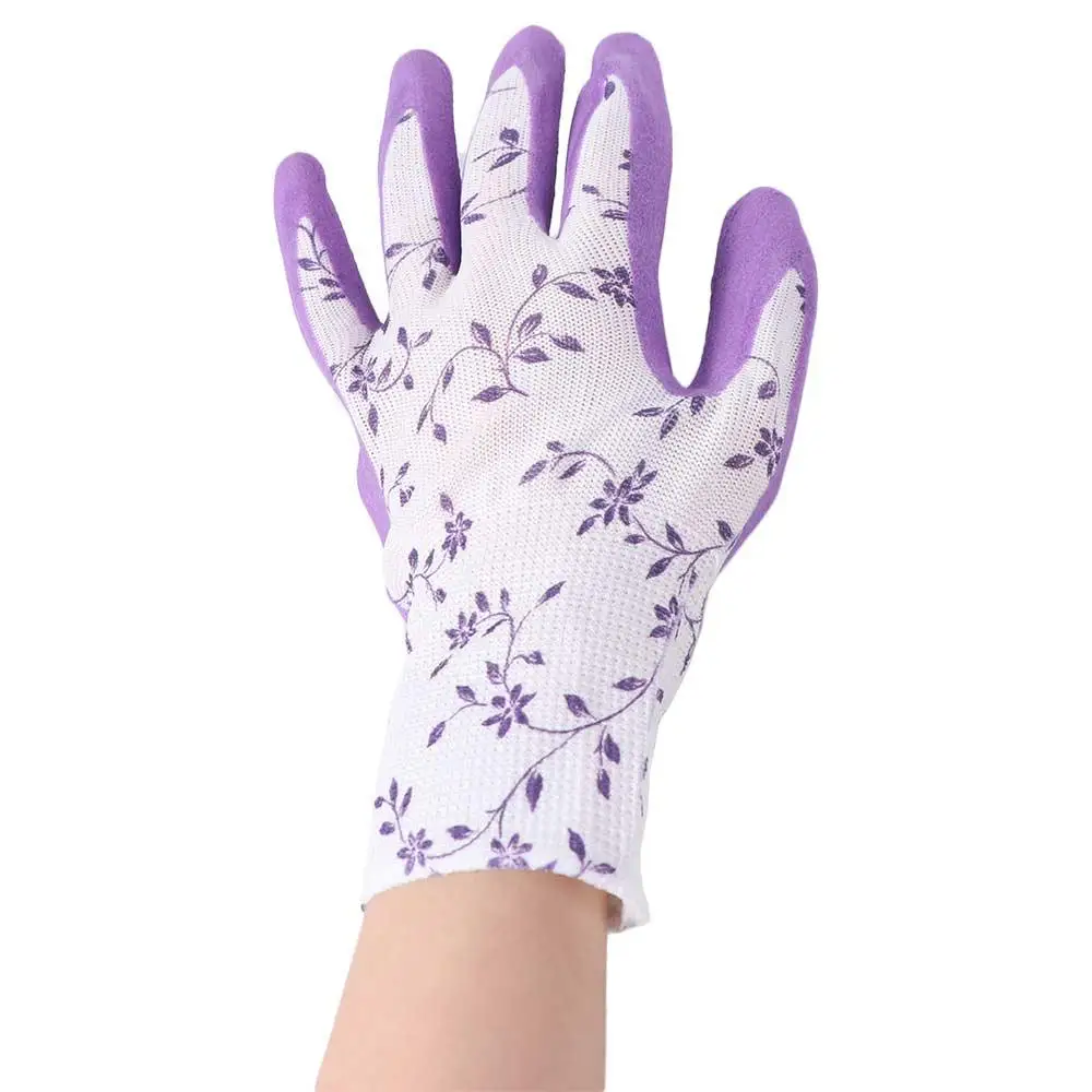 

3Pairs Breathable Gardening Gloves Printed Lightweight Latex Foam Gloves Flexible Wear-resistant Working Glove Garden Use