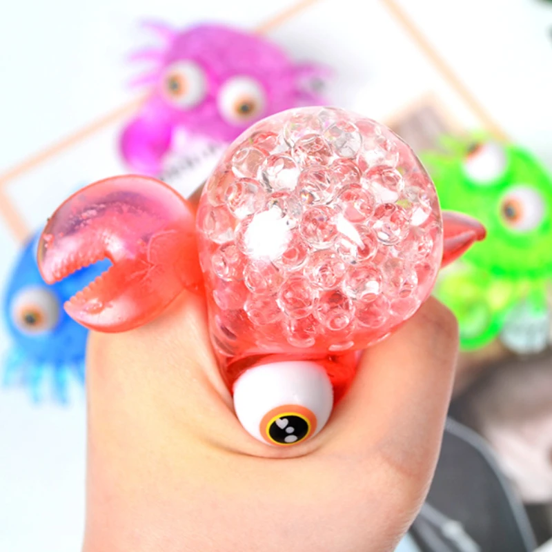 Cute Crab Water Ball Decompression Toys Anti Stress Pinch Bead Stress Squeezable Ball Stress Relief Sensory Toy for Kids Adult