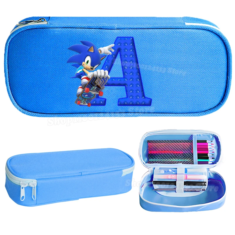 

Soniced Student Pencil Case Cute Letters A-Z Anime Print Kids BoyCanvas Pencil Bag School Stationery Storage Bag Kawaii Gift Hot