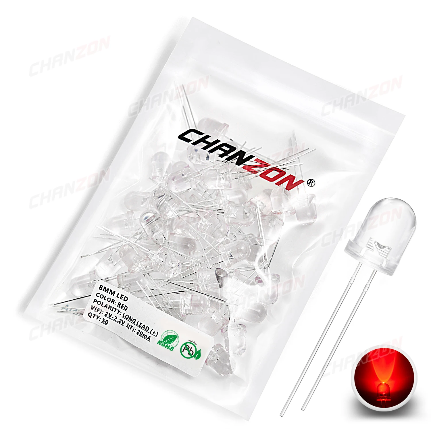 50pcs 8mm LED Emitting Diode Micro Indicator White Red Green Blue Yellow 3V DIY PCB Circuit Transparent Diffused Arduino Bulb