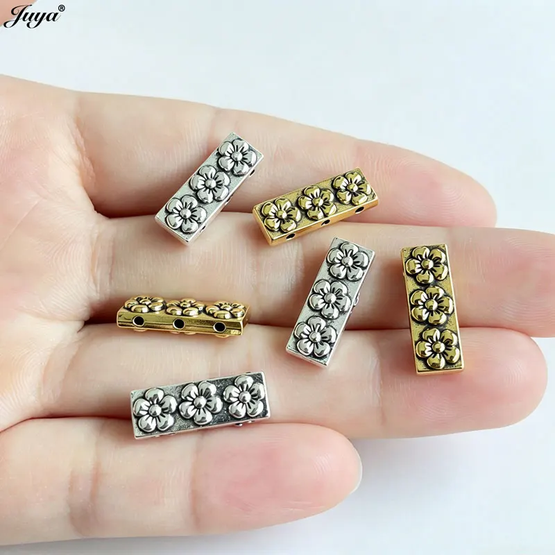 JUYA 10pcs Antique Gold Silver Alloy Spacer Bars,2-5 Holes Separator Connectors For DIY Beadwork Jewelry Making Accessories