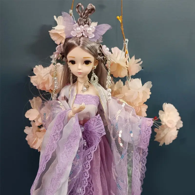 New 30cm Bjd Doll Full Set 1/6 Chinese Ancient Hanfu Fairy Princess Clothing Diy Girl Toys Dress Up Fashion Birthday Gift