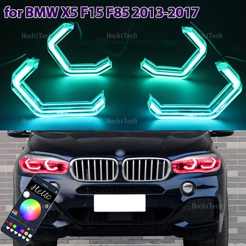 

Для BMW X5 F15 F85 2014-2018 sDrive35i 50i 25d 30d 40d Многоцветные кольца RGB в стиле M4 Свет светодиодный комплект с управлением через приложение