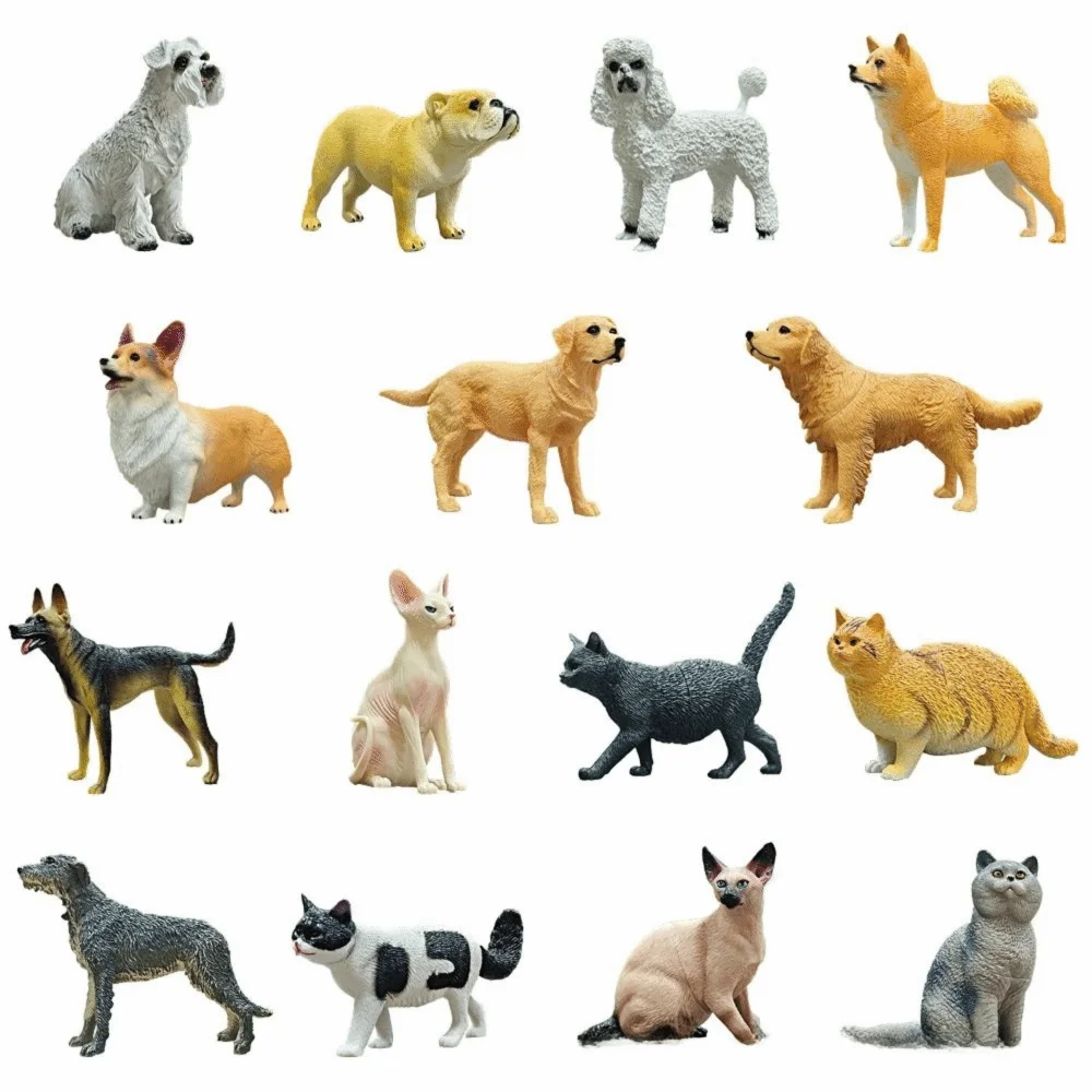 Cute Mini Cat Model Figures Pastoral Cat Realistic Simulation Dog Ornament PVC Corgi Miniature Animal Statue Desktop Decoration