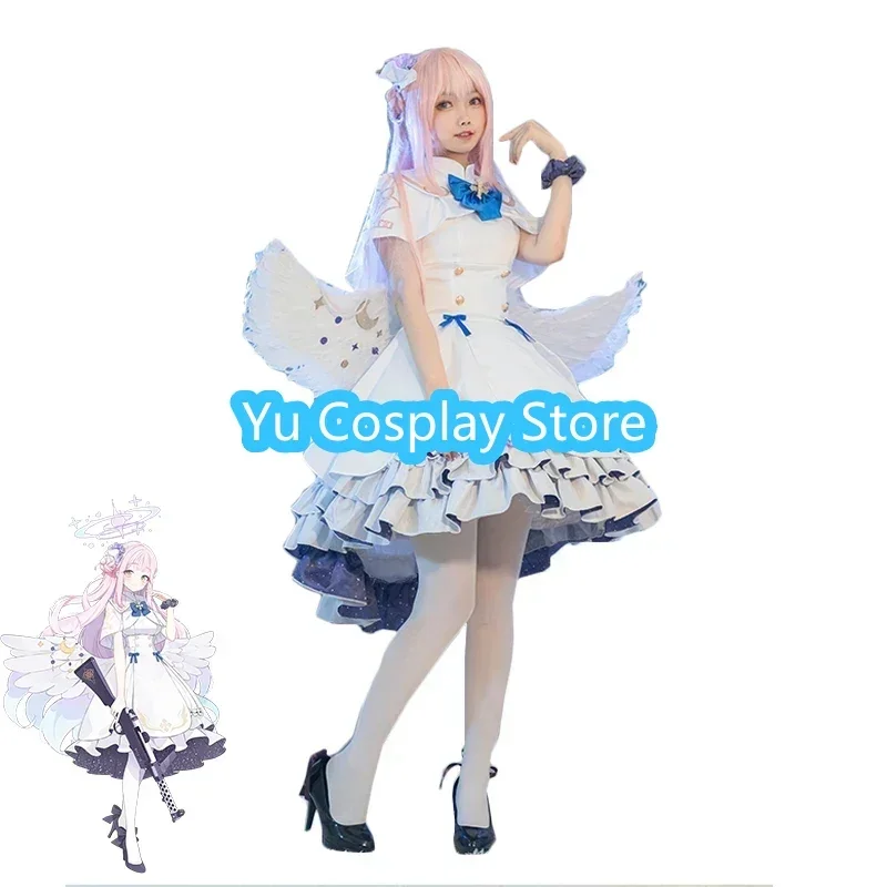 

Game Blue Archive Misono Mika Cosplay Costume Women Cute White Dress Halloween Party Suit Anime Outfits Custom Made