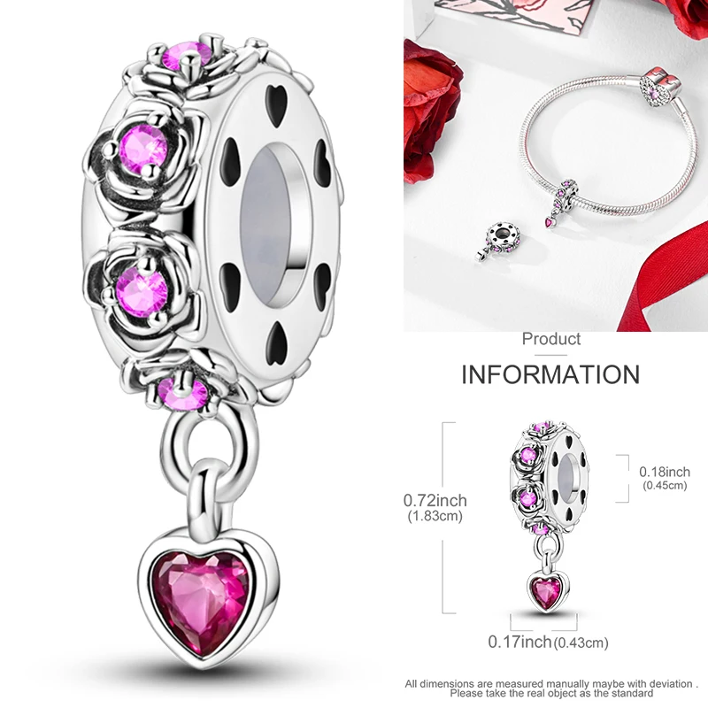 925 Sterling Silber Liebesherz-Charm-Perlen Paar Romantisch Passend für Original-Armband Valentinstag Jahrestag DIY Damenschmuck – Detail 24