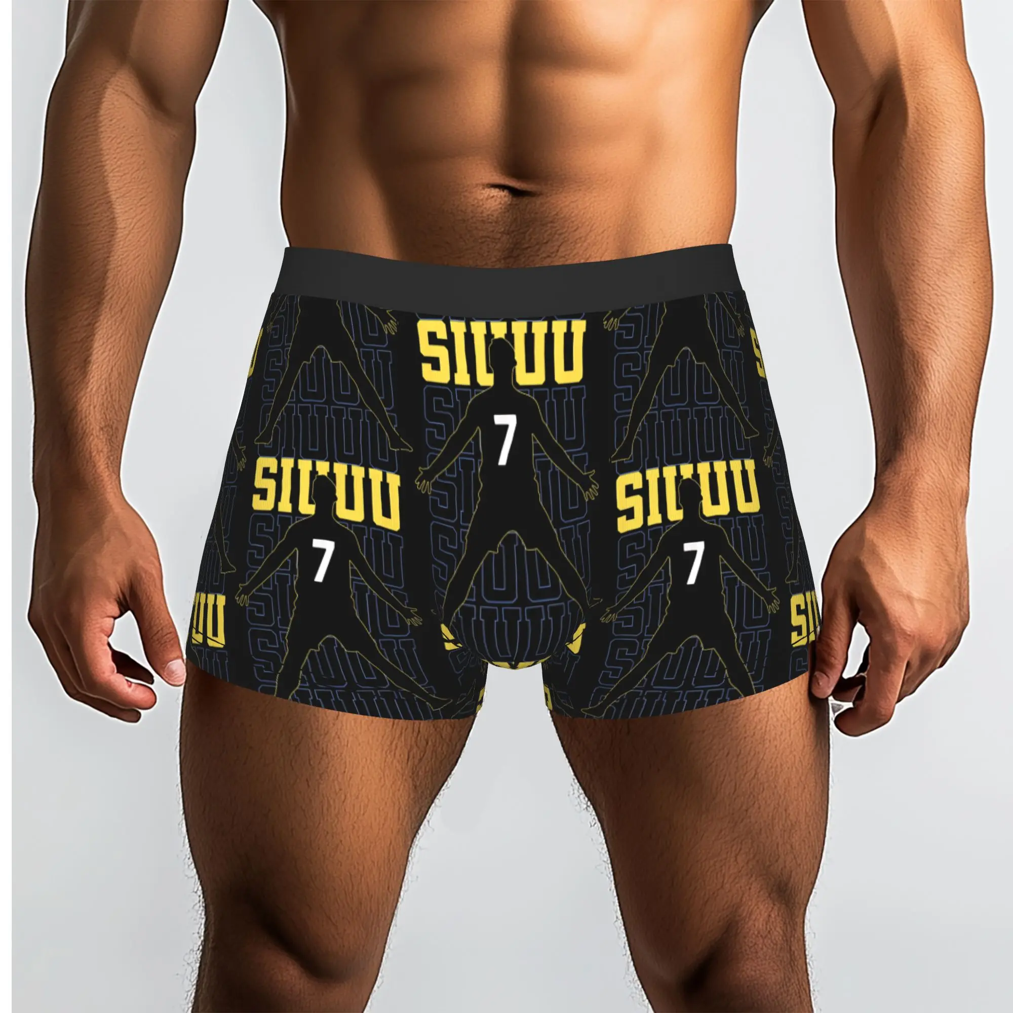 Siuuu Football Number Seven Minimal Sports Silhouette  siuuu Underpants Homme Panties Male Underwear Print Shorts Boxer Briefs