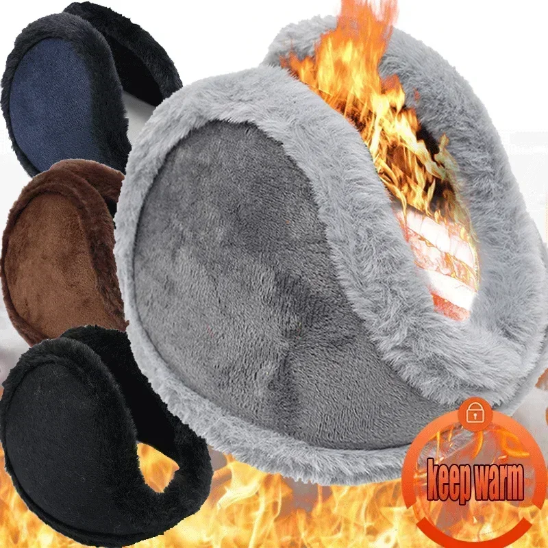 Macio de pelúcia espessamento orelha mais quente feminino masculino à prova de frio na moda inverno earmuffs cor sólida earflap proteção ao ar livre orelha-muffs