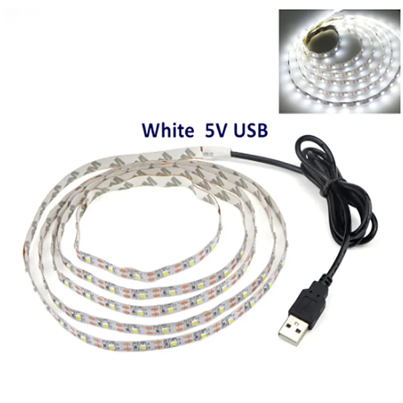 5V taśma LED z USB SMD2835 60 leds/m elastyczna wodoodporne światło Led taśma wstążka dla podświetlenie TV sypialnia oświetlenie domu 0.5-5m