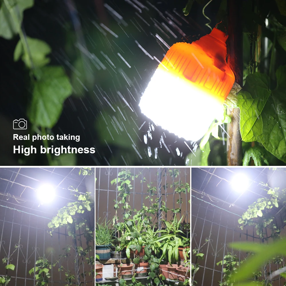 Portable Lantern Bulb Camping Light Outdoor LED Bulb USB Rechargeable 150/200/300W High Power Emergency Light Bulb Night Light